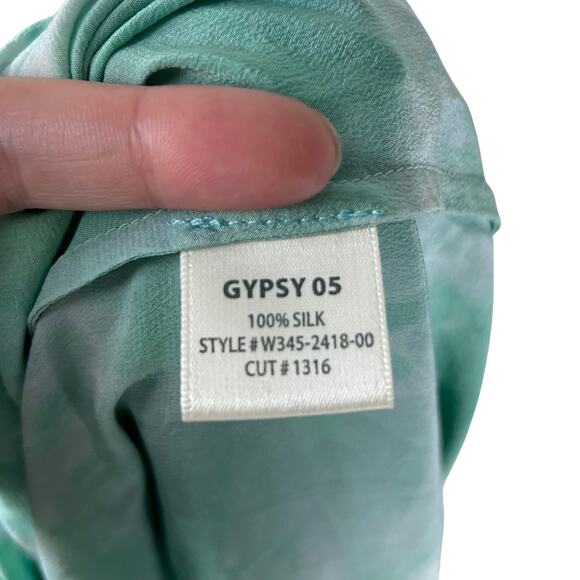 Anthropologie Gypsy 05 Silk Strapless Tie Dye Maxi Dress Green Asymmetrical Hem - Picture 7 of 7